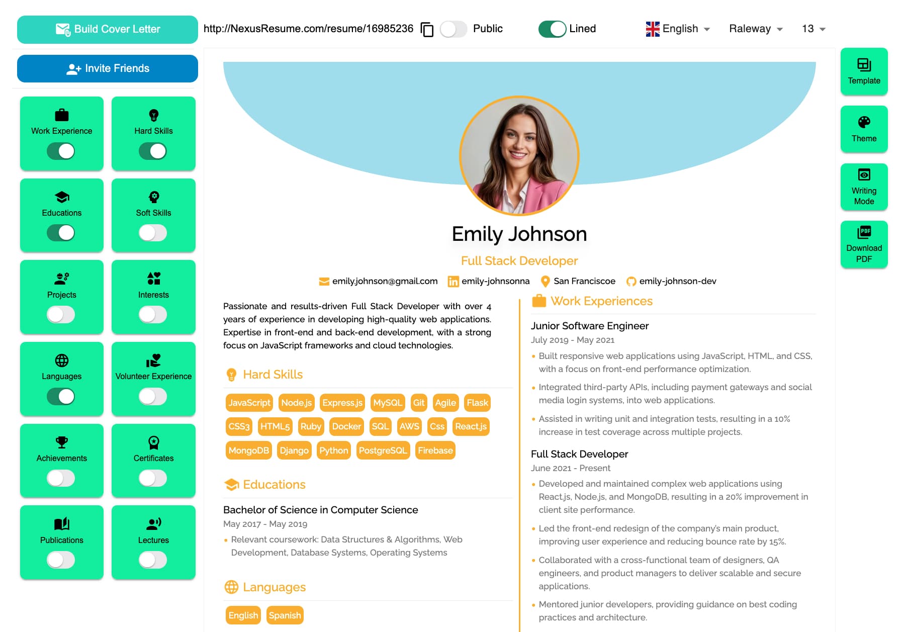 Resume Builder Interface